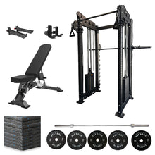 Load image into Gallery viewer, Oli Joy 5492 Elite Functional Trainer Bundle – Cable Crossover Power Rack with 150 kg Plates, Smith System & Gym Mat