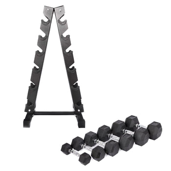 2.5kg to 15kg Hex Dumbbell & Storage Rack Bundle (6 pairs - 105kg) - Oli Joy Sports
