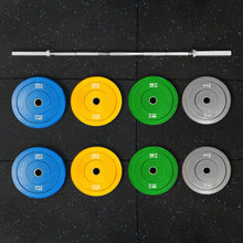 Load image into Gallery viewer, 100kg Colour Bumper Plates & Barbell Bundle (2.2m bar)