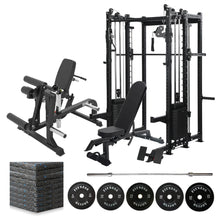 Load image into Gallery viewer, Oli Joy 8019 Ultimate Strength Bundle – All-in-One Smith Machine with 140 kg Stacks, 150 kg Plates, Leg Machine & Mat