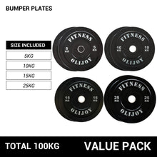 Load image into Gallery viewer, OLI JOY 110KG Black Bumper Plate Bundle (5/10/15/25KG)