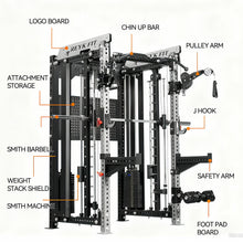 Load image into Gallery viewer, All-in-One Smith Machine Cable Crossover – Pin-Loaded Strength Trainer for Home & Commercial Gym