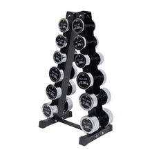 Load image into Gallery viewer, 2.5kg to 20kg Chrome Round Dumbbell & Storage Rack Bundle (6 pairs - 135kg) - Oli Joy Sports