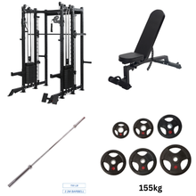 Load image into Gallery viewer, Oli Joy 8019 Supreme Strength Bundle – All-in-One Smith Machine with 140 kg Stacks, 155 kg Plates & Bench