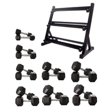 Load image into Gallery viewer, 2.5kg to 20kg Hex Dumbbell & Storage Rack Bundle (8 pairs -180kg) - Oli Joy Sports