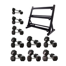Load image into Gallery viewer, 2.5kg to 22.5kg Hex Dumbbell & Storage Rack Bundle (9 pairs -225kg) - Oli Joy Sports