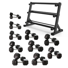 Load image into Gallery viewer, 2.5kg to 27.5kg Hex Dumbbell & Premium Quality Storage Rack Bundle (10 pairs -285kg) - Oli Joy Sports