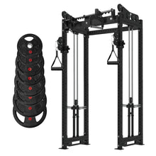 Load image into Gallery viewer, Commercial-Grade Modular Power Rack System: Cable Crossover Trainer with Adjustable Chin-Up Bar & Weight Plate Compatibility + 140KG Plates