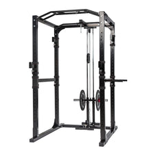 Load image into Gallery viewer, Pre Order Power Rack Bundle - 100kg Black Bumper Weight Plates &amp; Barbell
