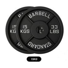 Load image into Gallery viewer, 150kg Black Cast Iron Plates & Barbell Bundle (2.2m bar) - Oli Joy Sports