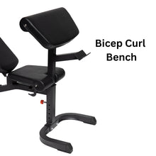 Load image into Gallery viewer, Adjustable Heavy Duty Workout Bench Plus Bicep Curl Attachment & Leg Curl Attachment - Oli Joy Sports