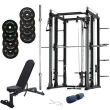 Load image into Gallery viewer, Premium Grade Smith Machine Squat Rack Lat Pull Down Crossover Machine Bundle