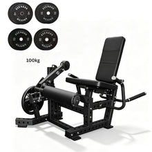 Load image into Gallery viewer, OLI JOY Plate Loaded Leg Curl & Extension Bundle with 100kg Bumper Plates