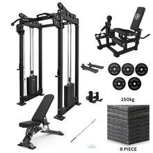 Load image into Gallery viewer, Oli Joy 5580 Elite Pro Strength Bundle – Cable Crossover Power Rack with 150 kg Plates, Smith System & Leg Curl Machine