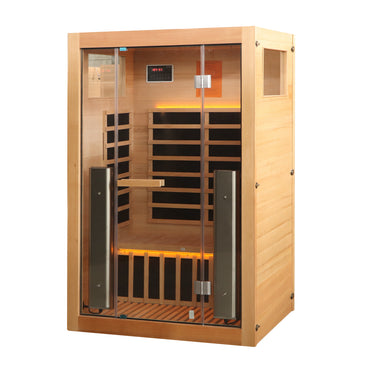 2 person infrared sauna wood finish
