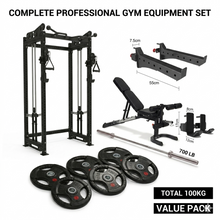 Load image into Gallery viewer, Ultimate 3.0mm Cable Crossover+Adjustable Bench Leg Curl Attachment plate load & Free Weight Training System(100kg rubber plates weights))