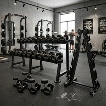 Load image into Gallery viewer, OLI JOY 16 Pairs Round Dumbbells Bundle(2.5KG-40KG) 680kg with 2 Dumbbell Rack