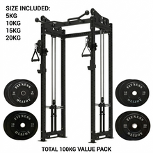 Load image into Gallery viewer, Oli Joy Cable Crossover Machine with 100kg Black Bumper Plates (3.0mm Steel Frame)