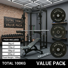 Load image into Gallery viewer, Ultimate 3.0mm Cable Crossover plate load & Free Weight Training System(100kg black bumper plates weights)
