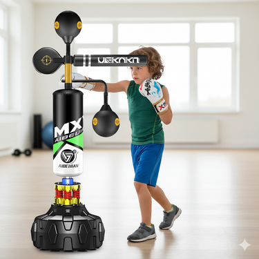 Boxing Speed Trainer 360° Punching Spinning Bar+ Boxing Glove Bundle