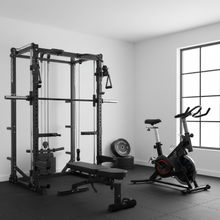 Load image into Gallery viewer, Oli Joy 5383 Total Home Gym Bundle – Smith Machine with 100 kg Plates, Adjustable Bench & Magnetic Bike