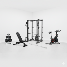 Load image into Gallery viewer, Oli Joy 5383 Ultimate Training Bundle – Smith Machine with 155 kg Plates, Bench & Magnetic Exercise Bike