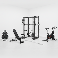 Load image into Gallery viewer, Oli Joy 5383 Ultimate Training Bundle – Smith Machine with 155 kg Plates, Bench & Magnetic Exercise Bike