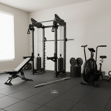 Load image into Gallery viewer, Oli Joy 5492 Functional Trainer Power Rack with 100 kg Plates, Barbell, Bench & Air Bike