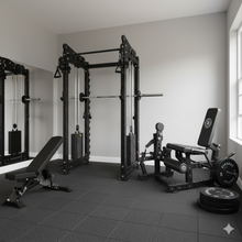 Load image into Gallery viewer, Oli Joy 5492 Elite Commercial Functional Trainer Bundle – Cable Crossover Power Rack with 150 kg Olympic Plates, Barbell, Adjustable Bench, Smith System & 15 mm Gym Mat