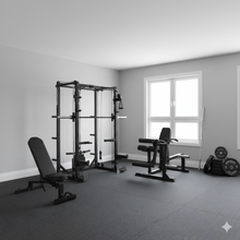 Load image into Gallery viewer, Oli Joy 5383 Power Plus Bundle – Complete Strength System with 150 kg Olympic Bumper Plates, Barbell, Adjustable Bench, Leg Machine & Gym Mat