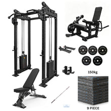 Load image into Gallery viewer, Oli Joy 5580 Elite Pro Strength Bundle – Cable Crossover Power Rack with 150 kg Plates & Leg Curl Machine