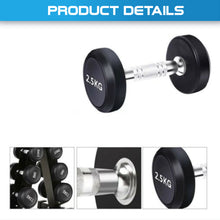Load image into Gallery viewer, 5kg to 17.5kg Round Dumbbell & Storage Rack Bundle (6 pairs - 135kg)