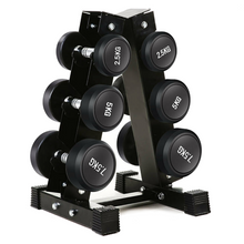 Load image into Gallery viewer, 2.5kg to 7.5kg Round Dumbbell & Storage Rack Bundle (3 pairs - 45kg)