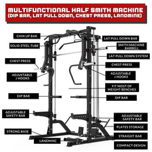 Load image into Gallery viewer, Multifunctional Half Rack Smith Machine Lat Pull Down Chest Press Dip Bar Landmine - Oli Joy Sports