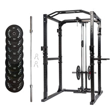 Load image into Gallery viewer, Power Rack Bundle - 100kg Black Bumper Weight Plates & Barbell - Oli Joy Sports