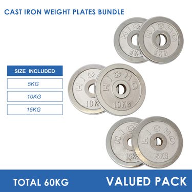 60kg Cast Iron Plates Bundle (5/10/15) - Oli Joy Sports