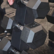 Load and play video in Gallery viewer, 7.5kg to 25kg Hex Dumbbell & Storage Rack & Premium Bench Bundle (6 pairs - 180kg)