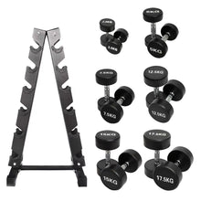 Load image into Gallery viewer, 2.5kg to 17.5kg Round  Dumbbell & Storage Rack Bundle (6 pairs -120kg)