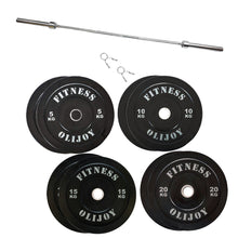 Load image into Gallery viewer, 100kg Black Bumper Plates & Barbell Bundle (2.2m bar) - Oli Joy Sports