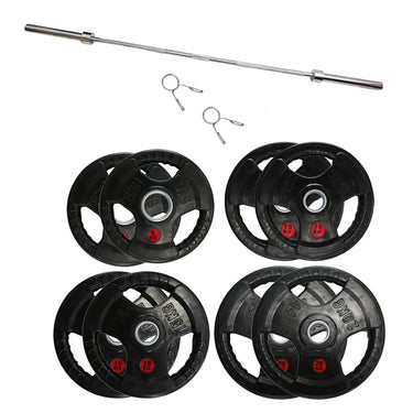 100kg Olympic Weight Plates & Barbell Bundle (2.2m bar) - Oli Joy Sports