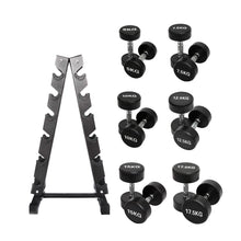 Load image into Gallery viewer, 5kg to 17.5kg Round Dumbbell & Storage Rack Bundle (6 pairs - 135kg)