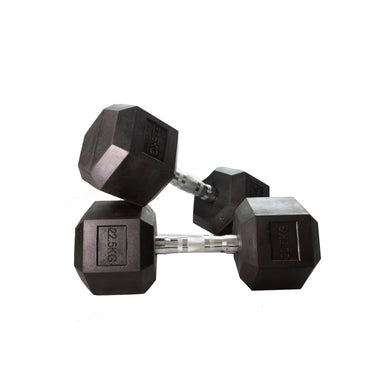 Rubber Hex Dumbbell (2.5kg-50kg/ 2.5kg increments) - Oli Joy Sports