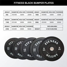 Load image into Gallery viewer, Olympic Rubber Bumper Plates (Black) 5/10/15/20/25kg - Oli Joy Sports
