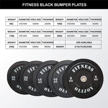 Load image into Gallery viewer, Olympic Rubber Bumper Plates (Black) 5/10/15/20/25kg - Oli Joy Sports