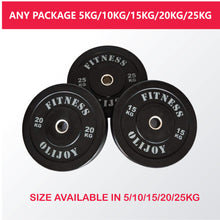 Load image into Gallery viewer, Olympic Rubber Bumper Plates (Black) 5/10/15/20/25kg - Oli Joy Sports