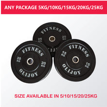 Load image into Gallery viewer, Olympic Rubber Bumper Plates (Black) 5/10/15/20/25kg - Oli Joy Sports