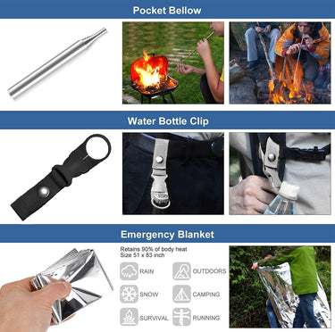 33 in 1 SOS Kit Outdoor Emergency Survival Bag - Oli Joy Sports