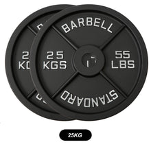 Load image into Gallery viewer, Olympic Black Cast Iron Weight Plates 1.25/2.5/5/10/15/20/25 KG - Oli Joy Sports