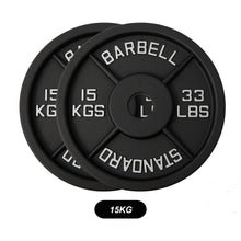 Load image into Gallery viewer, 100kg Black Cast Iron Plates &amp; Barbell Bundle (2.2m bar)
