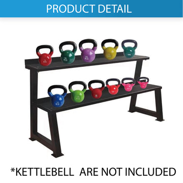 Powder Coated 2 Tiers Kettlebell Storage Weight Rack Gym Fitness - Oli Joy Sports